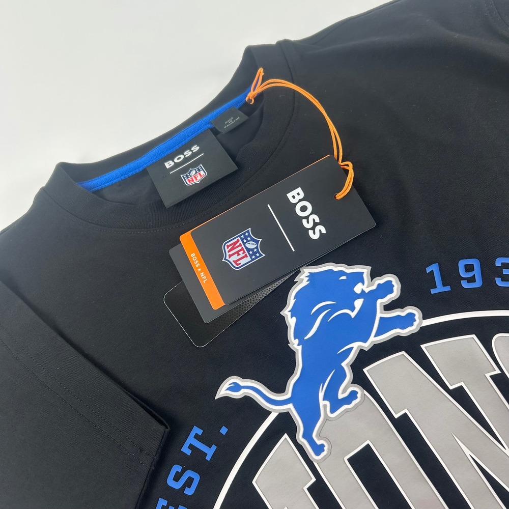 BOSS x NFL Detroit Lions Mens S T-Shirt Black Graphic Tee SOLD OUT ONLINE NEW